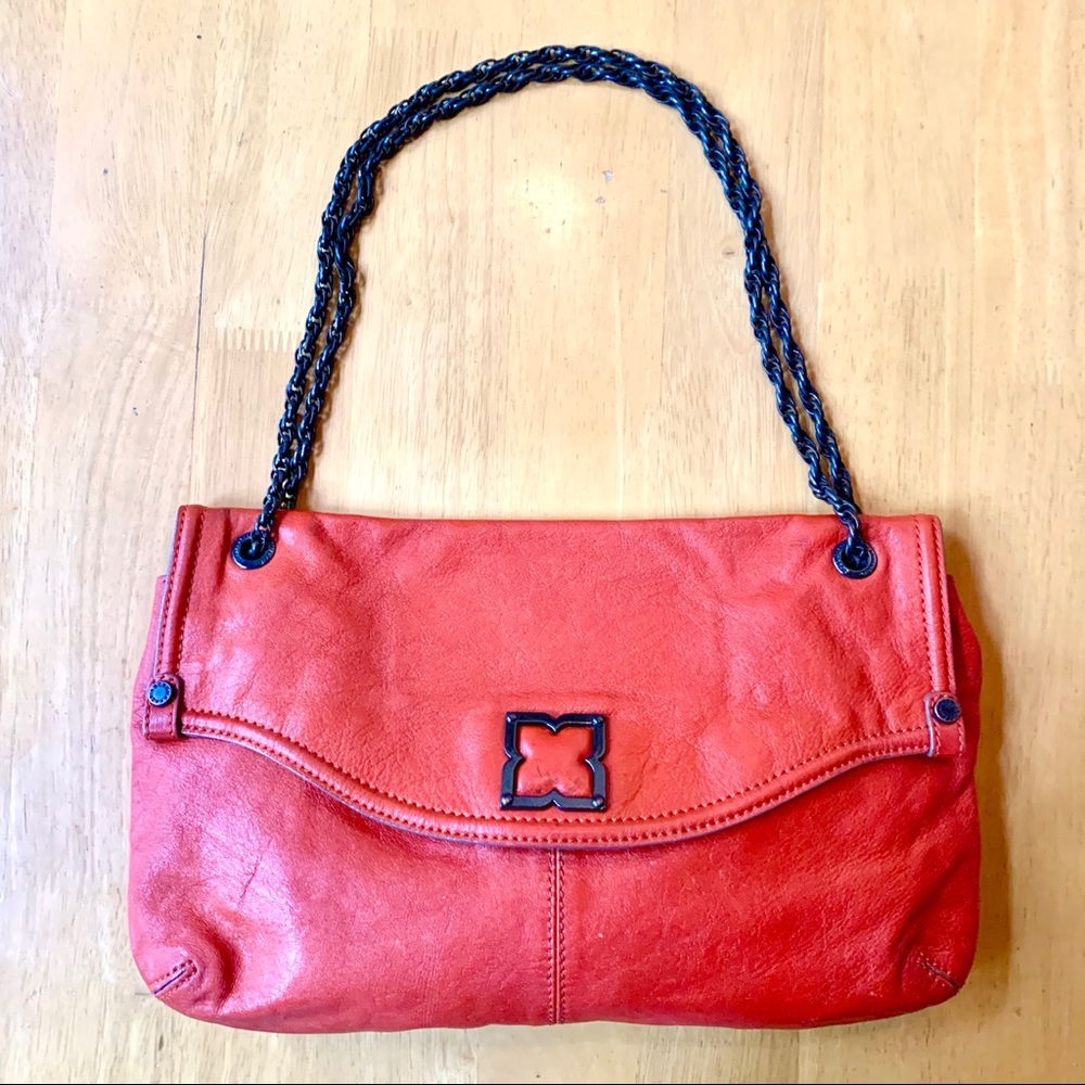 BCBG red leather chain strap purse